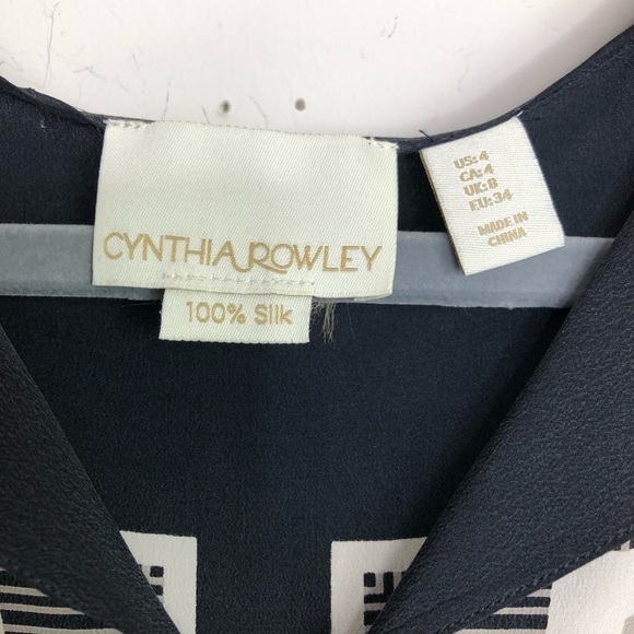 CYNTHIA Rowely geometric silk  Shift mini dress - Picture 4 of 8